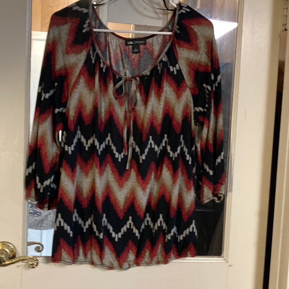 L.A. Studio Zigzag Patterned Blouse - Red, Black, White